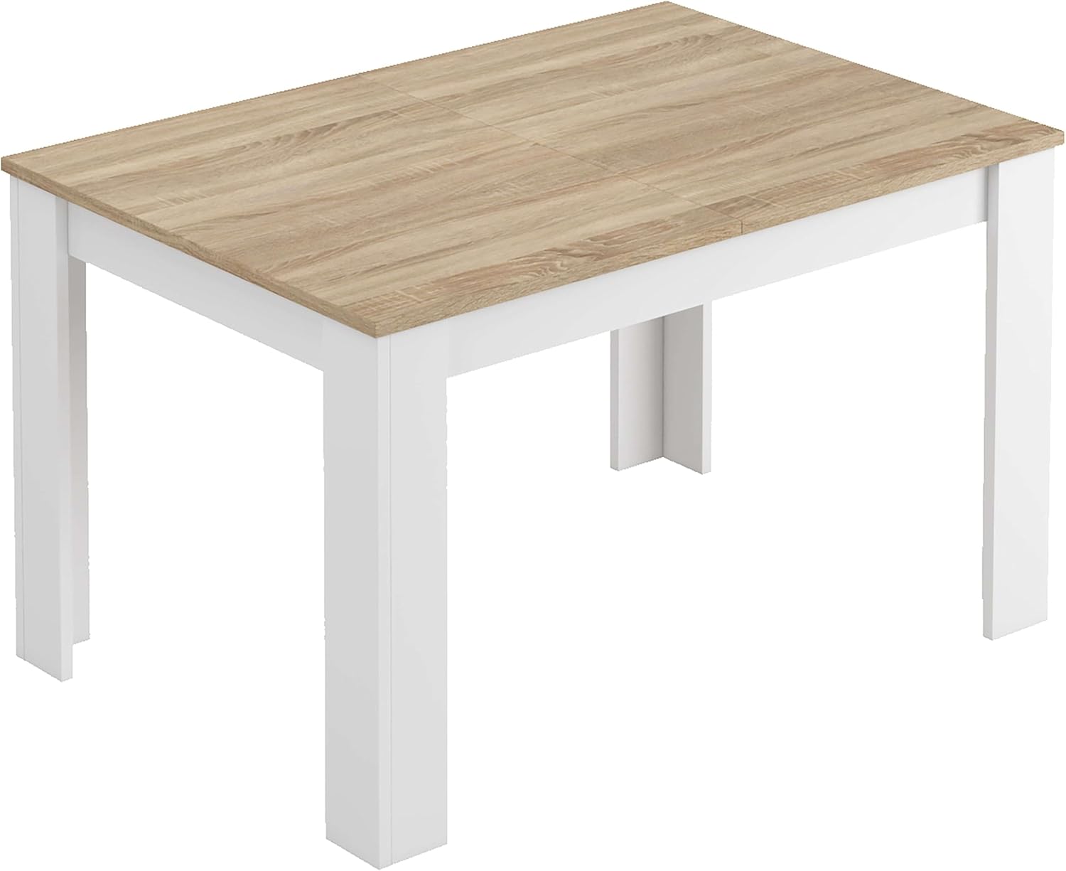 Habitdesign, ausziehbarer Esstisch, Wohnzimmer- oder Küchentisch, mit Platz für sechs Personen, Ausführung in Artik weiß und kanadischer Eiche, Maße: 140–190 x 78 x 90 cm (B x H x T), Modell Kendra