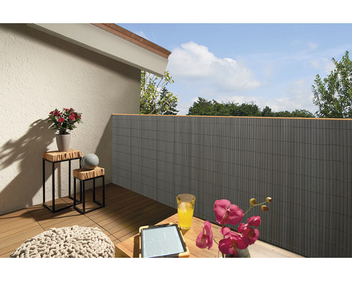Konsta privacyscherm, massief PVC-materiaal, 3 x 0,9 m, zilvergrijs