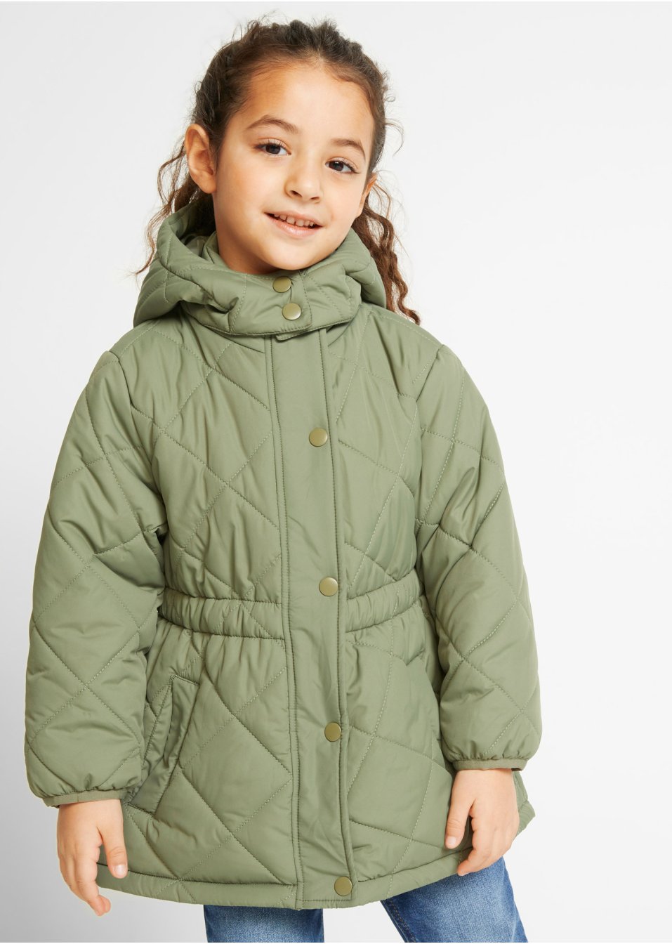 Parka fille avec motif losange matelassé