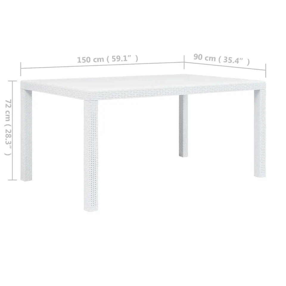 vidaXL - Tuintafel - Wit - Kunststof - 150 x 90 x 72 cm