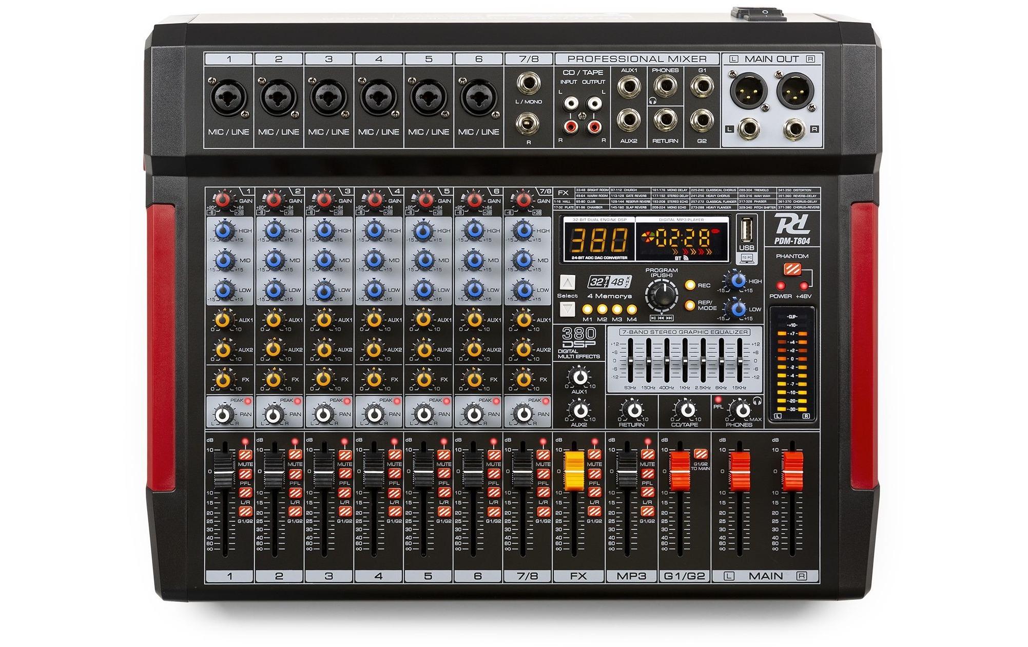 Mischpult PDM-T804<br>Bühnenmischer mit einem 32-Bit-DSP-Effektprozessor