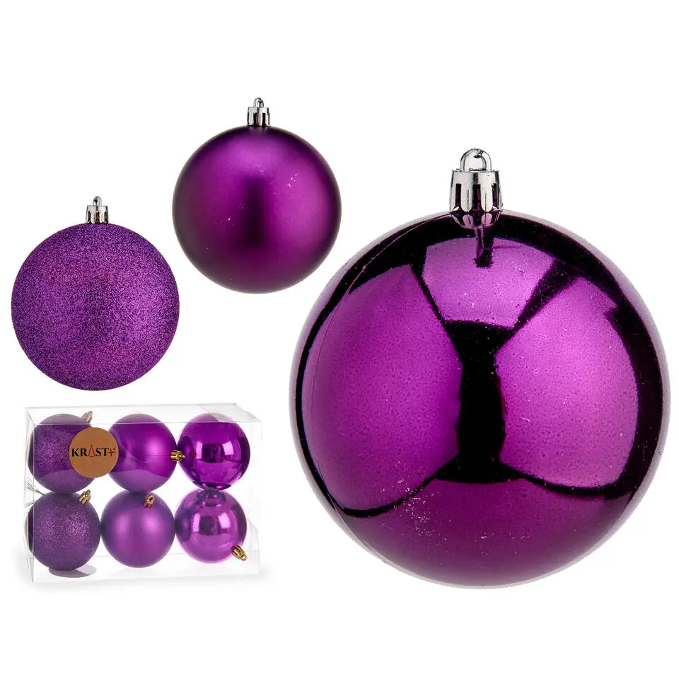 Krist  kerstballen - 6x st - paars - kunststof - 8 cm