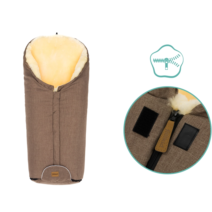 fillikid Winterfußsack Tacama Lammfell braun melange