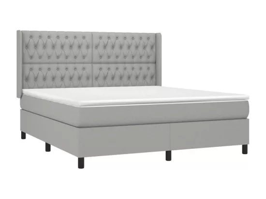 Sommier tapissier et matelas et LED Gris clair 180x200 cm Tissu