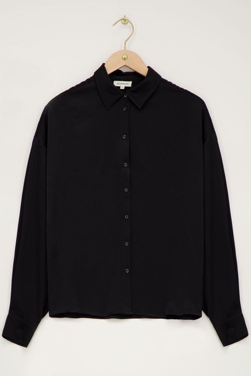 Zwart oversized blouse satijn