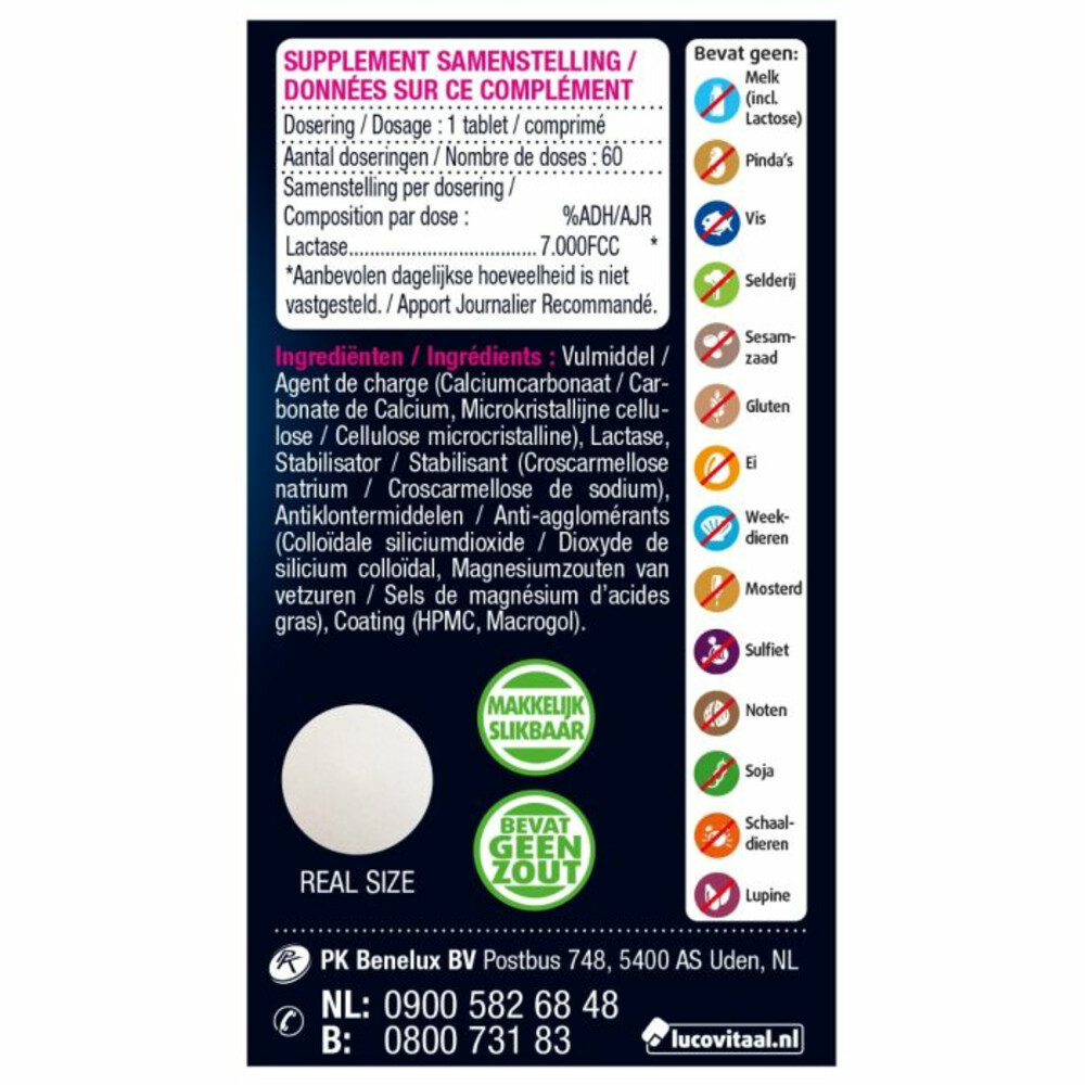 Lucovitaal Lactase 7000 FCC 60 tabletten