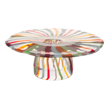 Schaal glas multicolor op voet