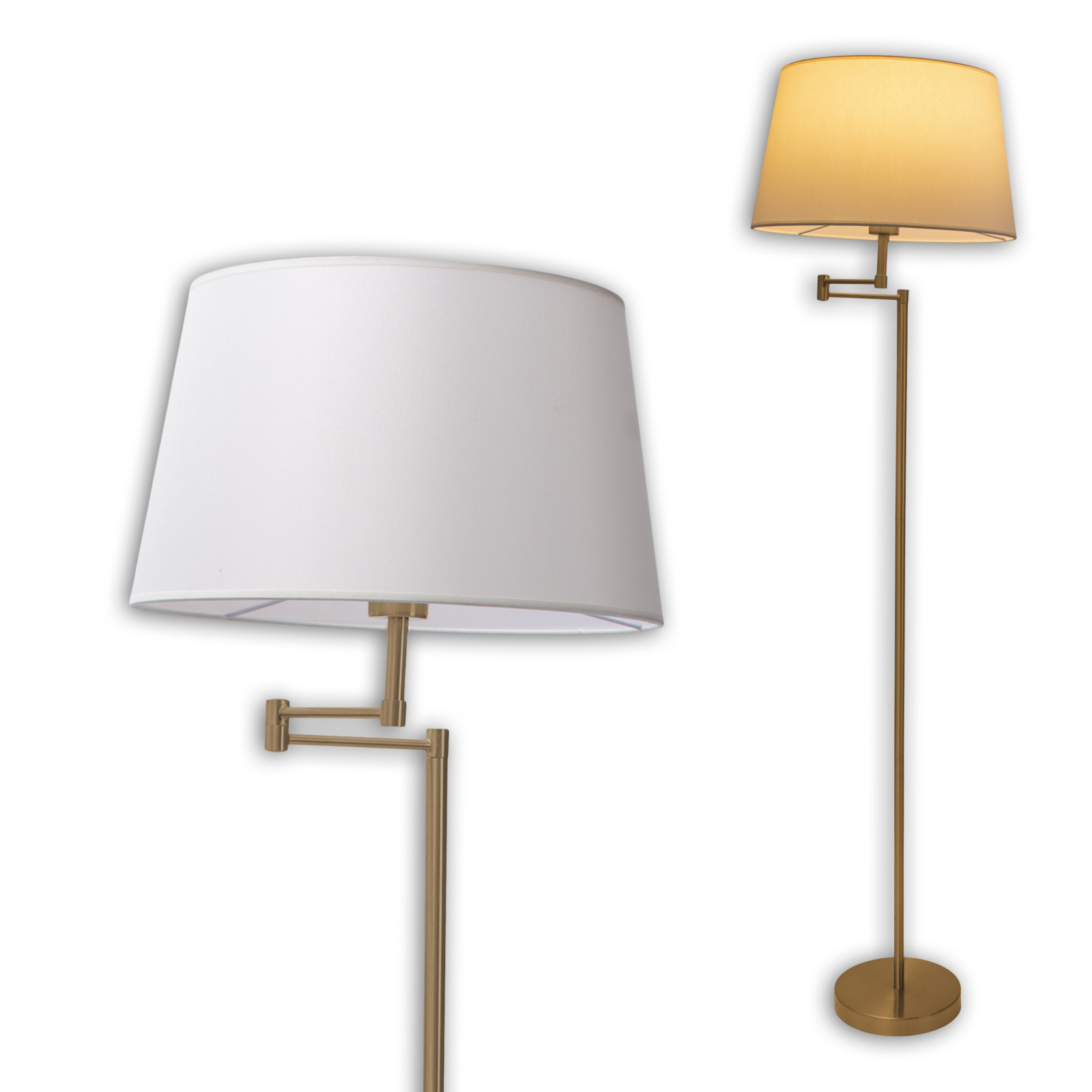 Stehleuchte - messingfarben-beige -158 cm