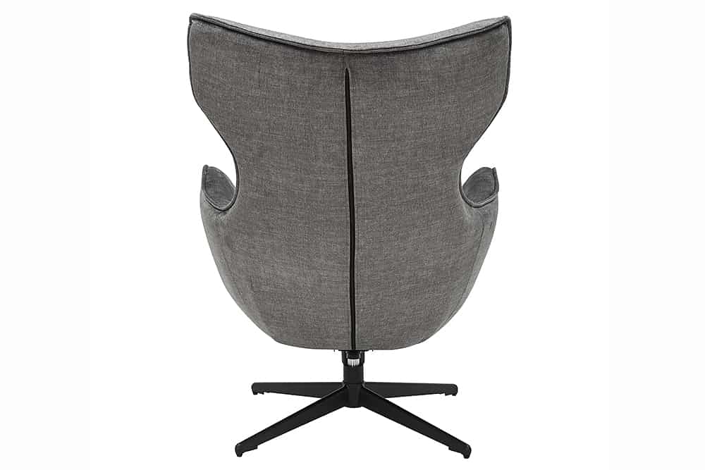 Drehbarer Sessel VOGUE grau Samt schwarze Metallbeine mit Armlehne