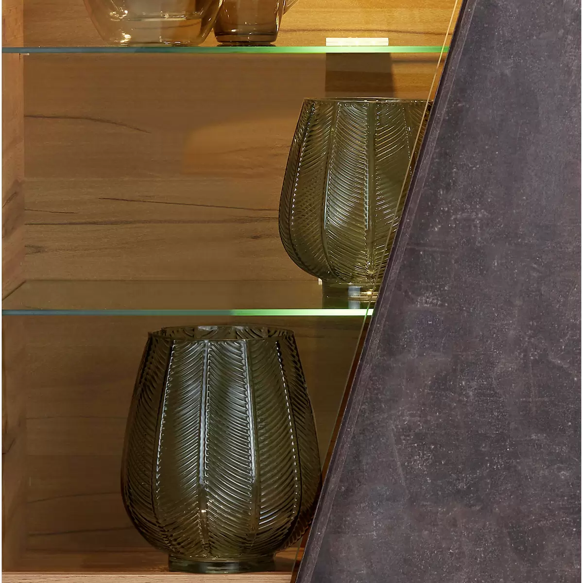Vitrine Venedig Betonoptik,Eiche