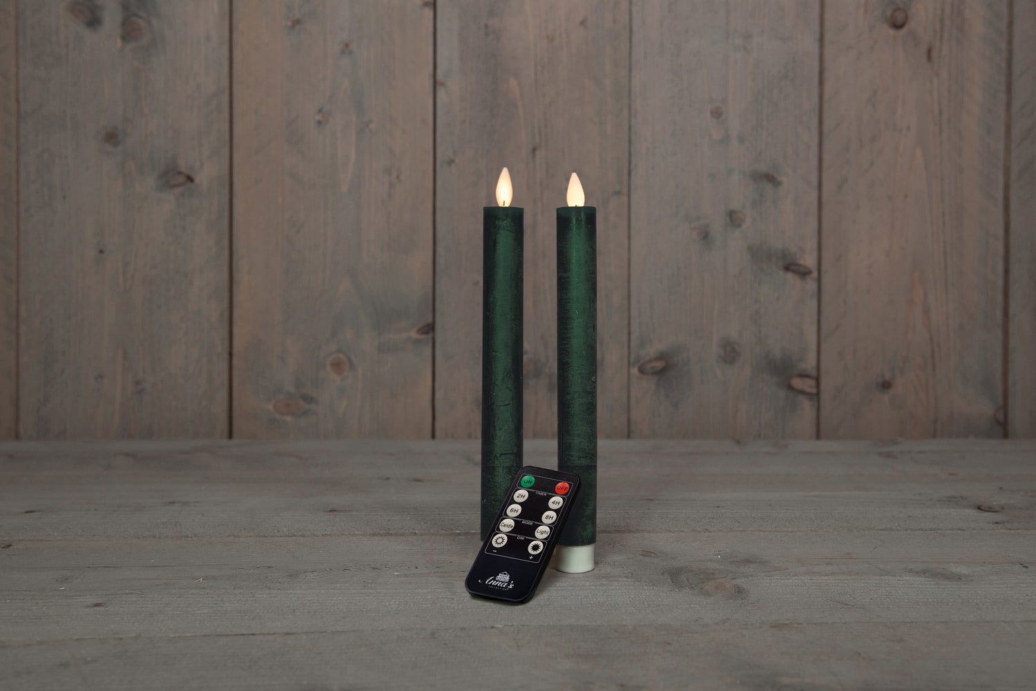 Anna's Collection LED dinerkaars donker groen D 2 H 23 cm 2 stuks