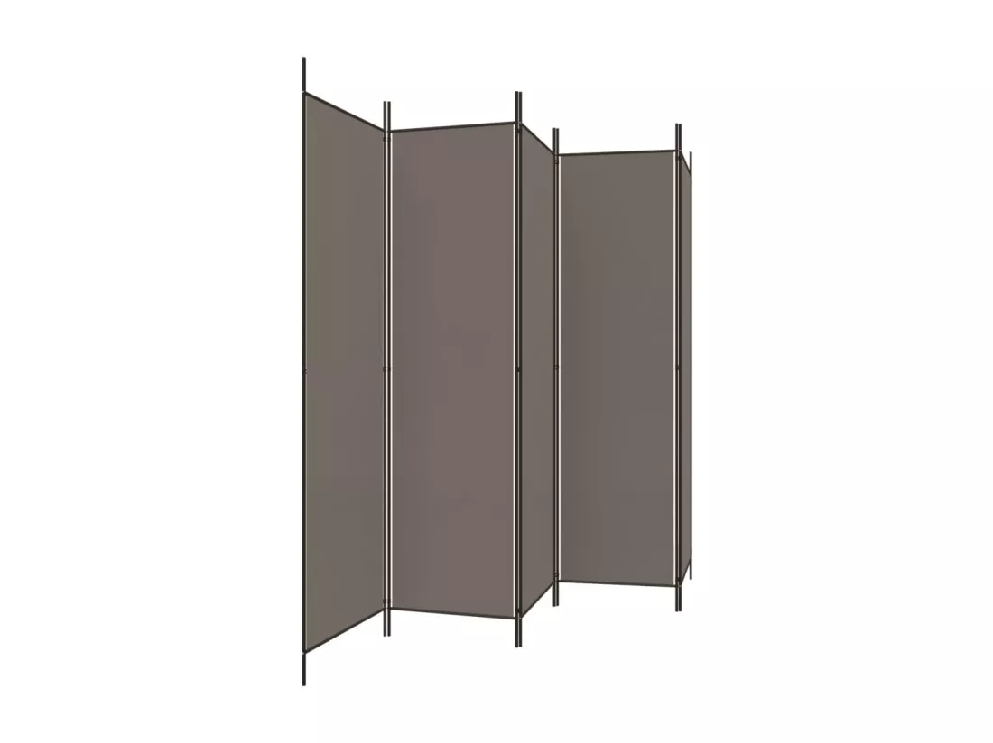 Cloison de séparation 5 panneaux Anthracite 250x200 cm Tissu