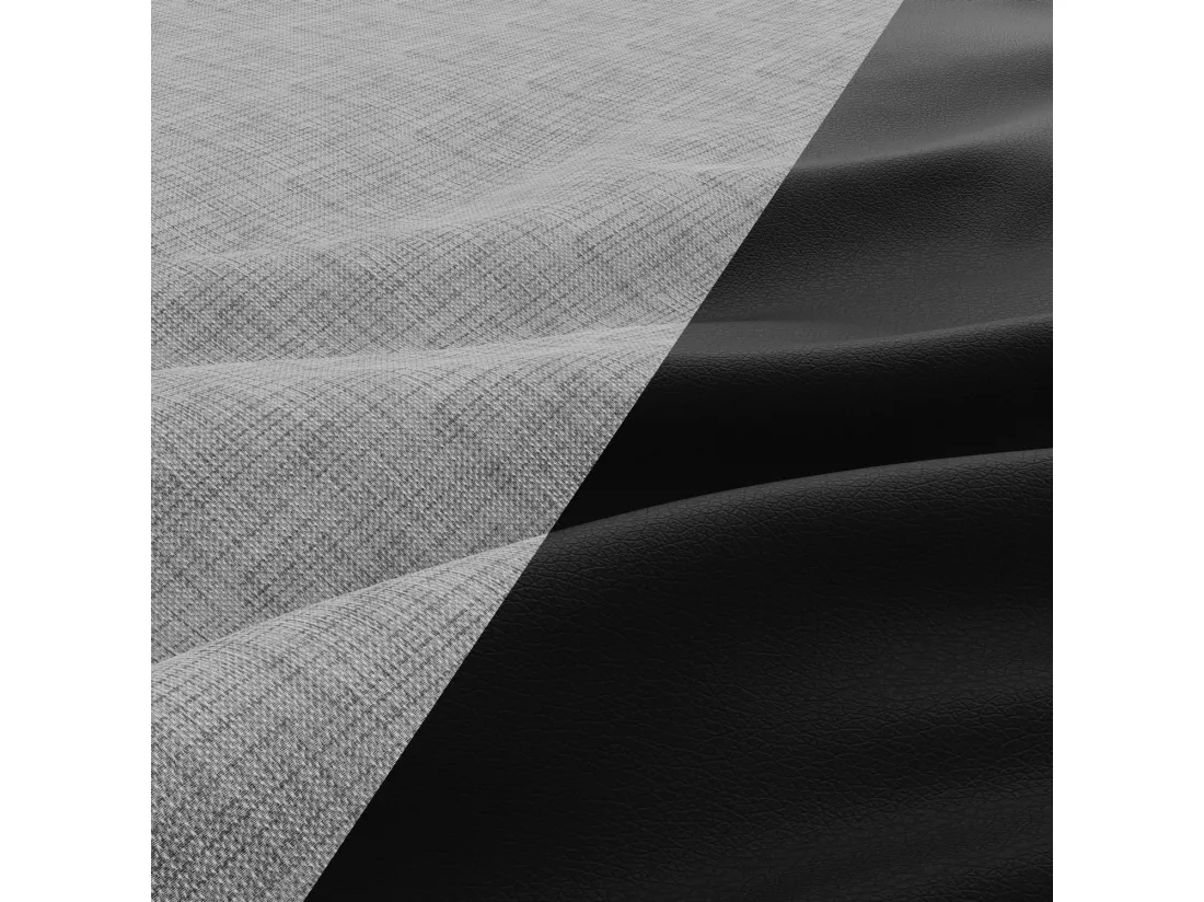 Canapé d'angle en U avec fonction sommeil, Ottoman, Gris + Noir