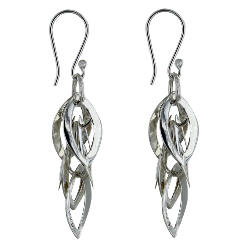 Boucles d'Oreilles Argent Grappe de Petits Ovals