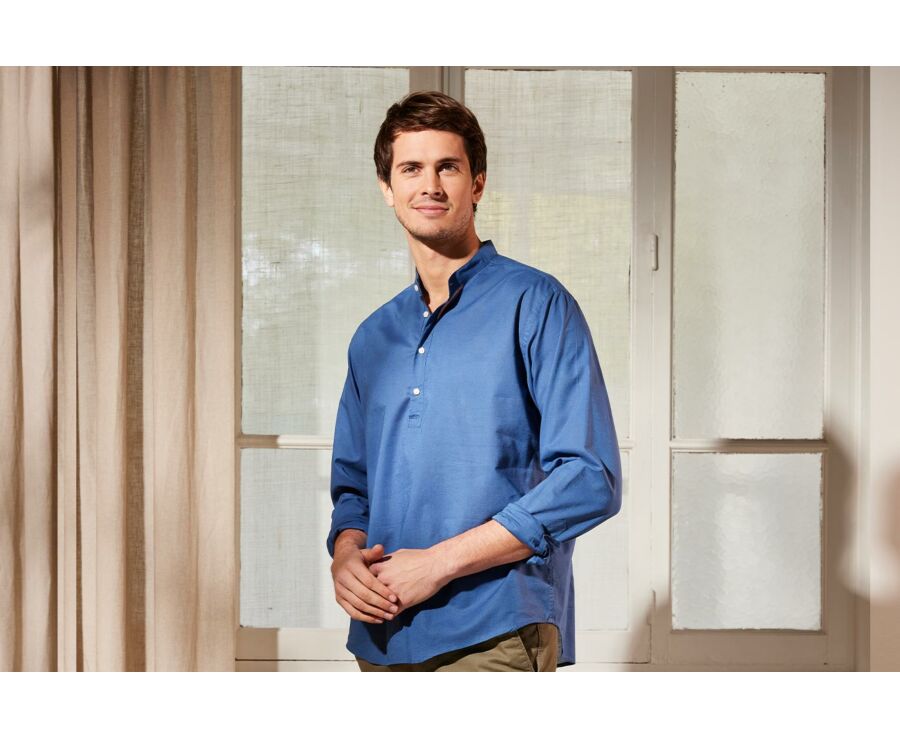 Chemise tunique coton lin Indigo unie - VALBERT