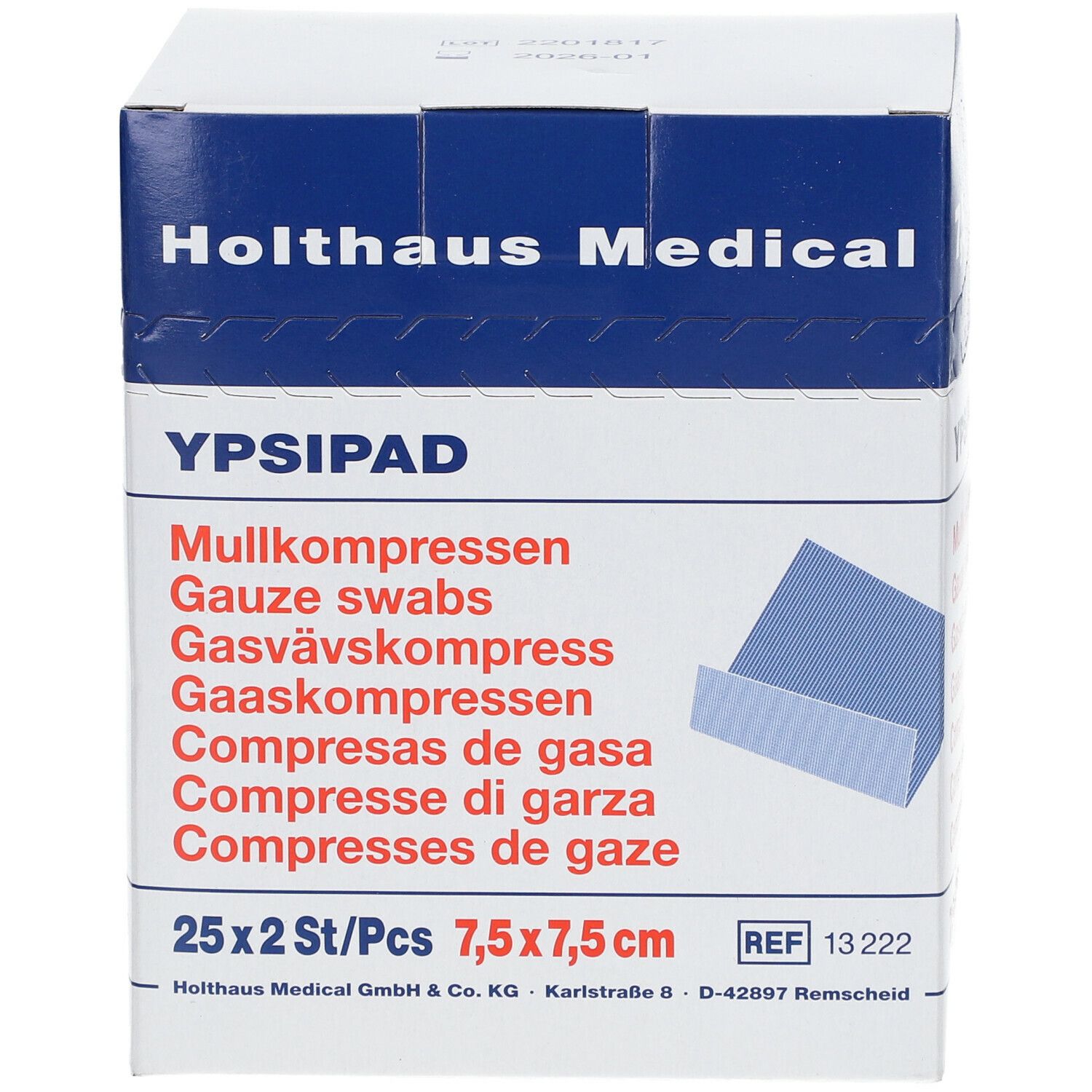 YPSIPAD Mullkompressen 7,5 x 7,5 cm steril