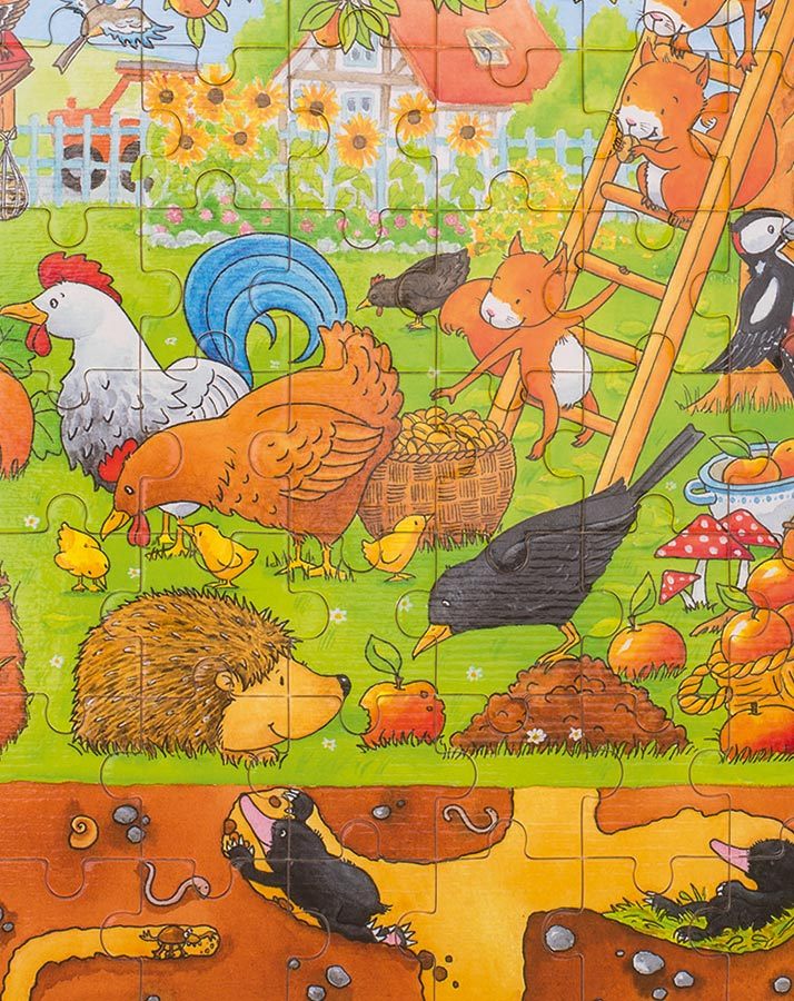 Einlegepuzzle UNSER GARTEN ÜBER UND UNTER DER ERDE 96-teilig in bunt