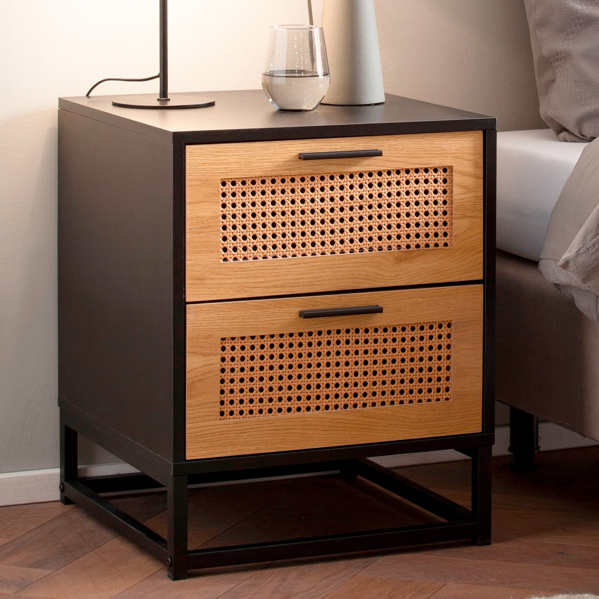 Nachtkonsole 45 x 55 cm braun/schwarz matt