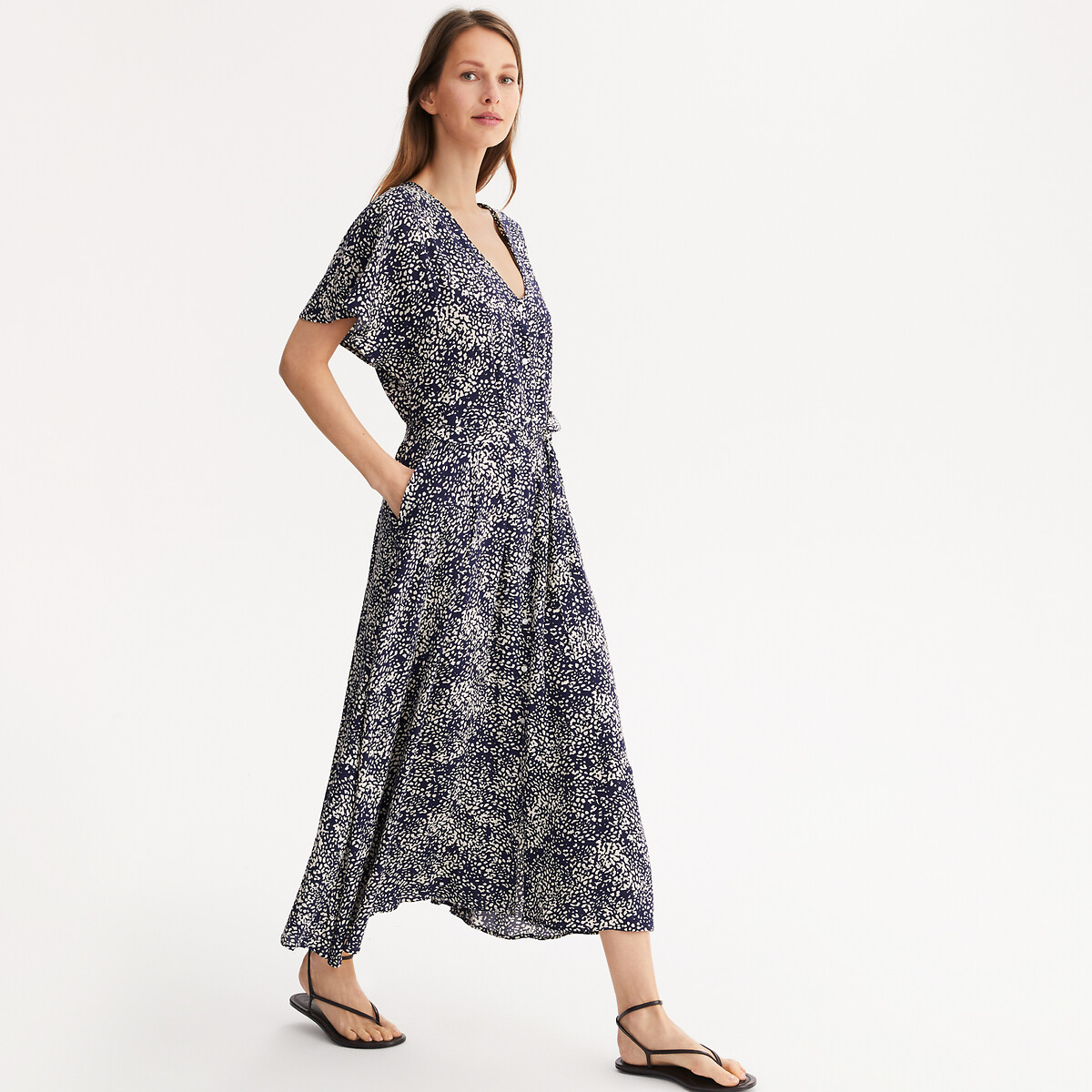 ANNE WEYBURN<br>Vestido longo e amplo com estampa floral