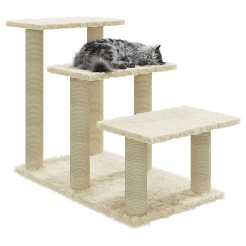 Arranhador para gatos Vidaxl em formato de escada, cor creme
