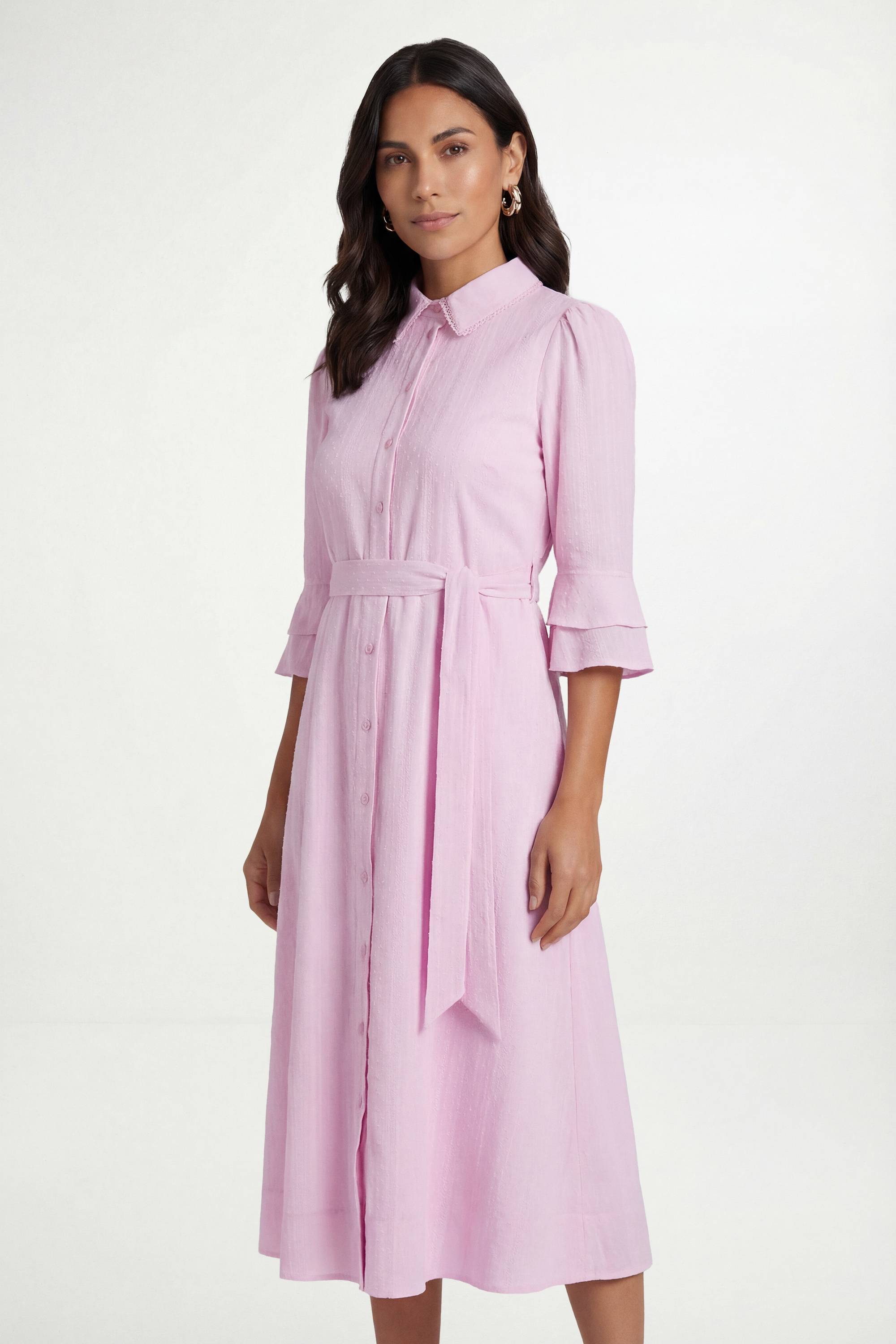 Wallis Robe Chemise Petite En Coton Dobby À Volants