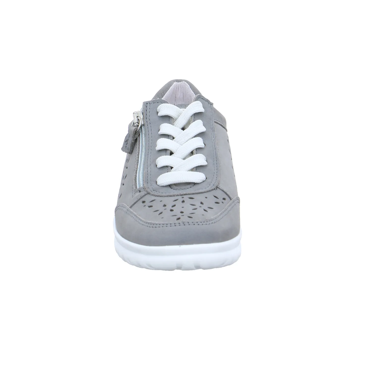 VAN DER LAAN Comfort-Schnürschuh Grau Leder  mit Wechselfussbett