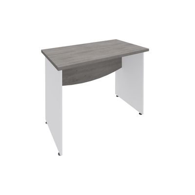 Bureau droit DUAL - L80 - Pieds blanc - plateau imitation Chêne gris