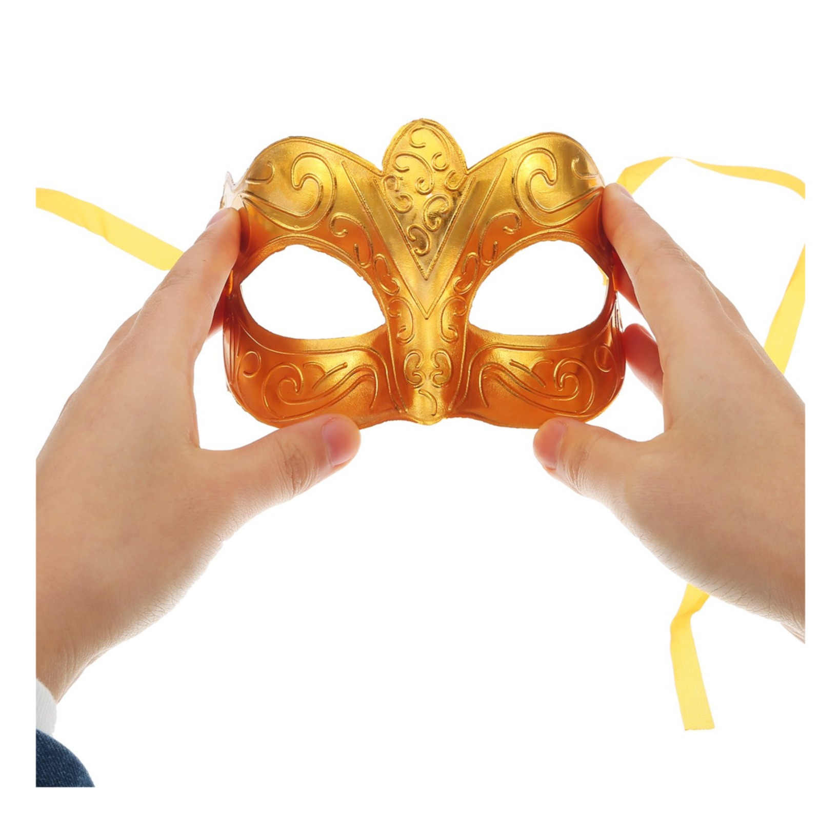 (6er Set) Venezianische Maske Fasnachts Halbmaske Kostüm Zubehör Metallic Motto Party Accessoire Halloween Foto Requisite - Assortiert