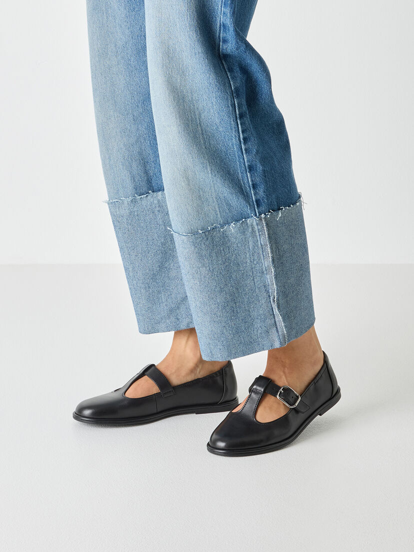 Leren Ballerina - zwart