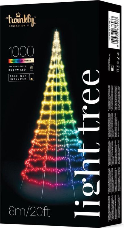Twinkly generation II LED kerstverlichting ledboom 1000 lampjes 6 meter excl. paal multicolor