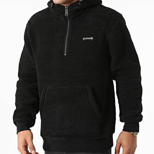 Veste Col Zippé Capuche Fourrure Polaire SWANDRIC1 Noir