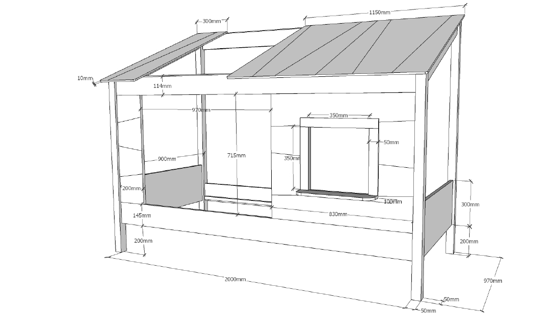Baumhaus-Bett - weiß - teilmassiv - 90x200 cm