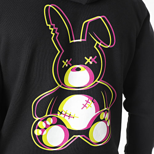 Sweat Capuche Lapin Néon Noir