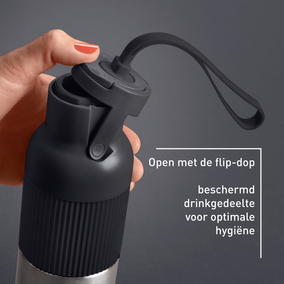 beYou N3120710 drinkfles met flip-dop zwart (0,7L)