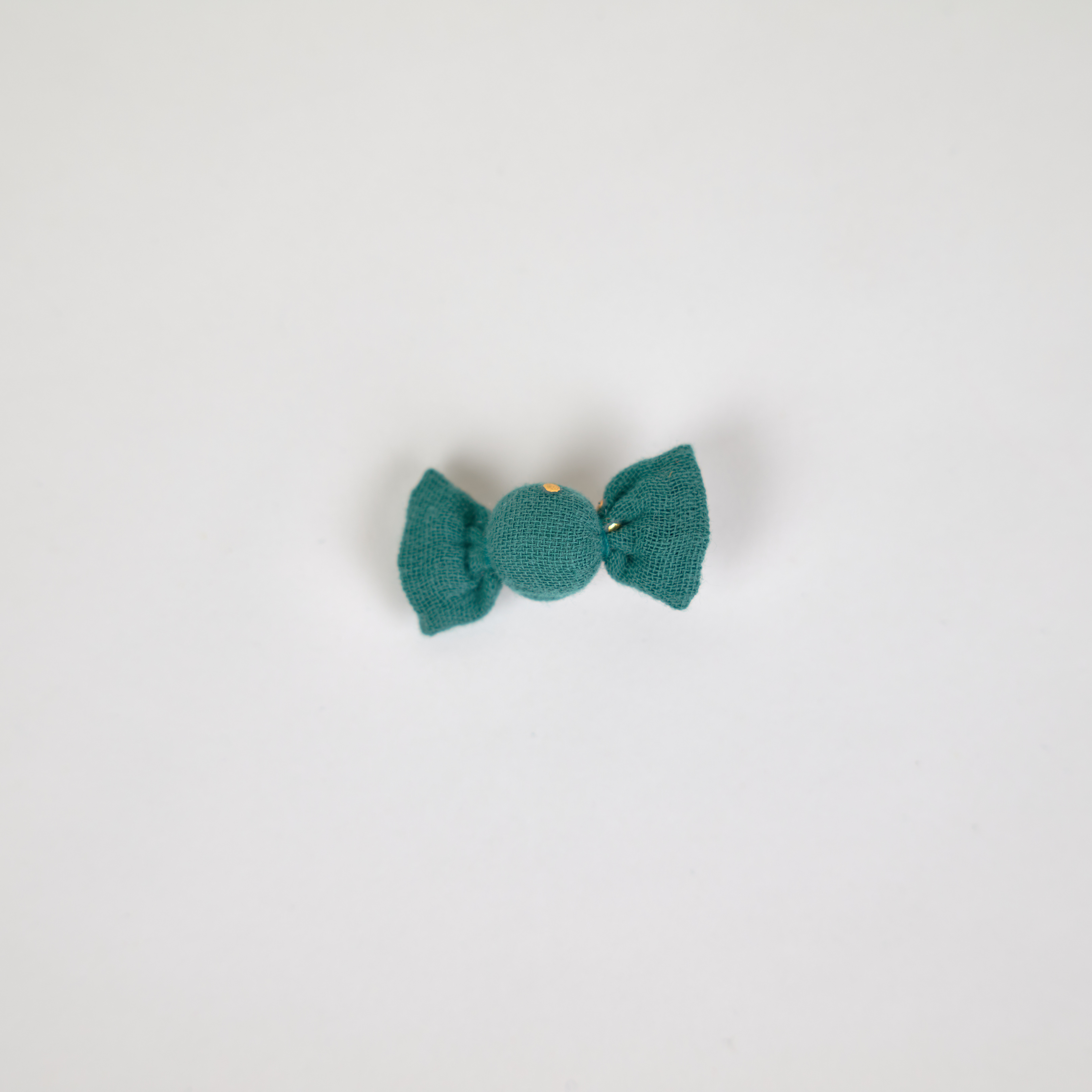 Petite Barrette Mini Bonbon Gaze Pois Or Eucalyptus