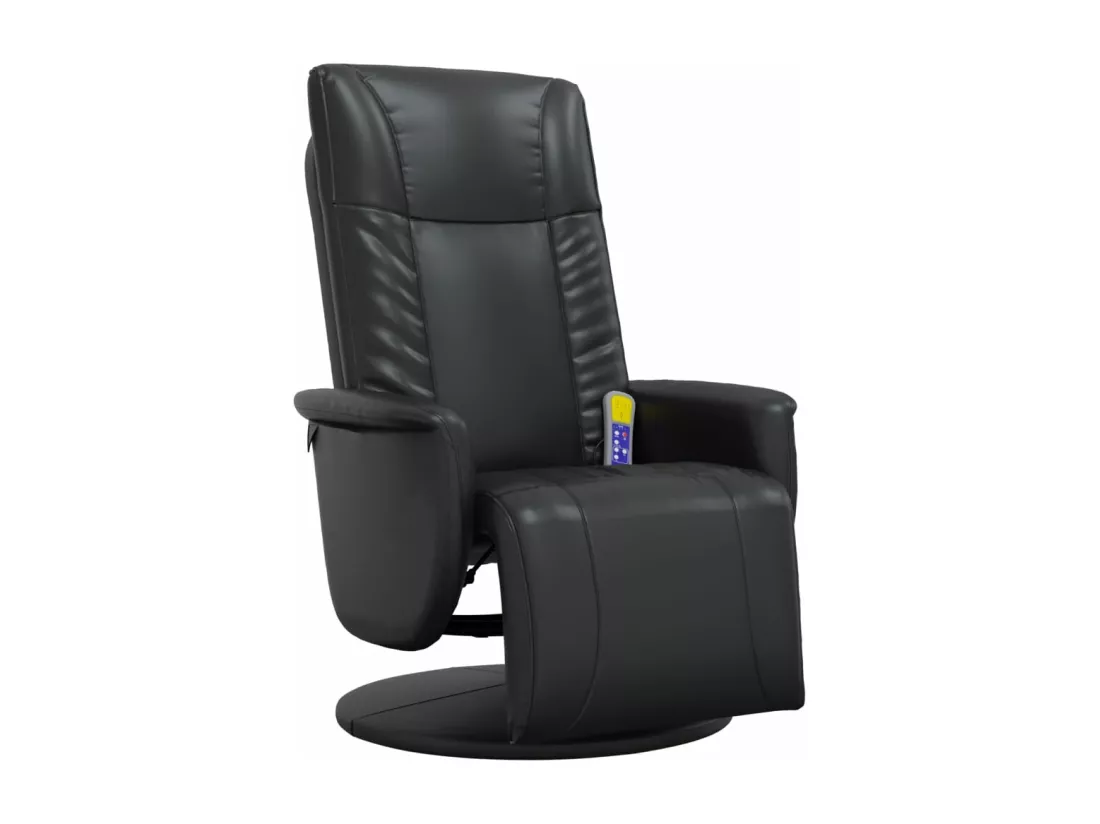 Fauteuil inclinable massant repose-pieds noir similicuir