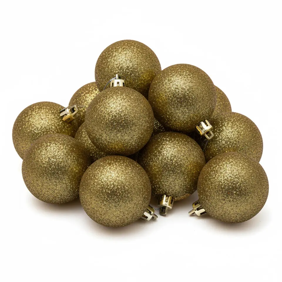 Cosy & Trendy Kerstballen - 6x st - goud - glitters - 8 cm