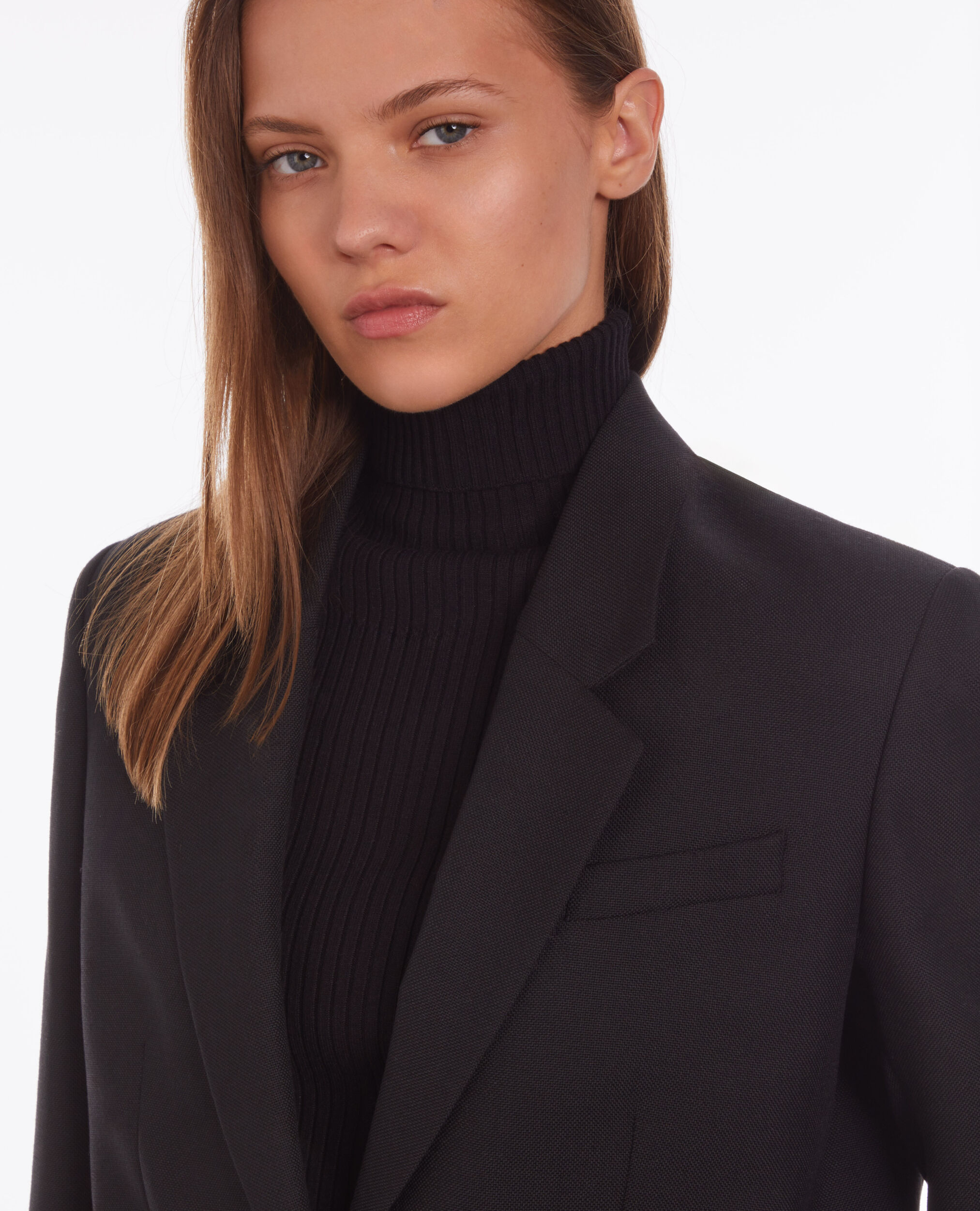 Blazer noir en laine mélangée