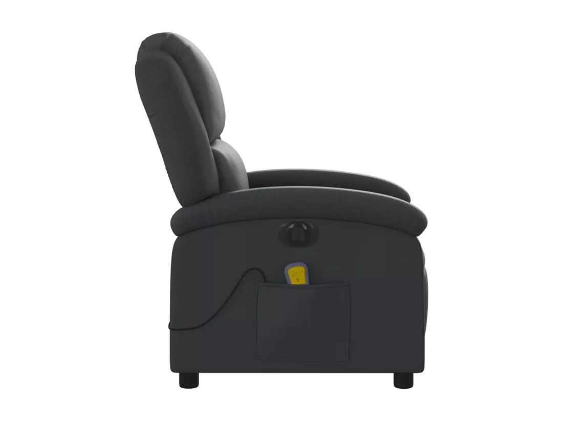Fauteuil massant inclinable électrique noir cuir véritable