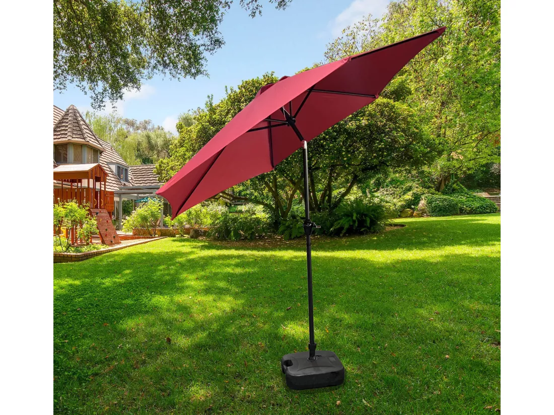 Parasol de jardin ORIENT avec inclinaison réglable en rouge, Poids 4,5 kg Dimensions L270 x l270 x H235 cm