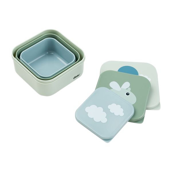 Done By Deer Happy Clouds Snackbox Green 3 Stuks