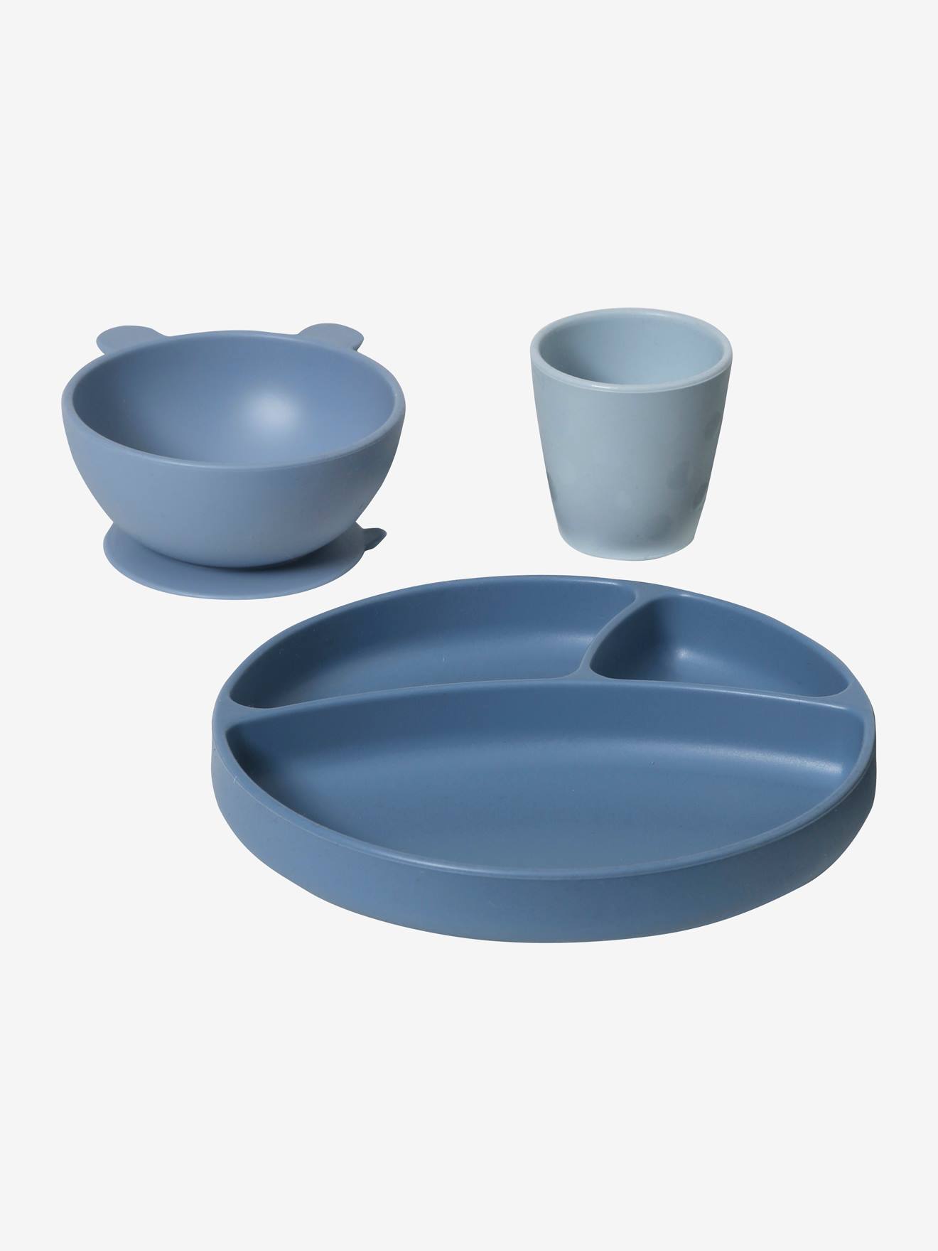 Conjunto de alimentos de silicone com estampa branca clara