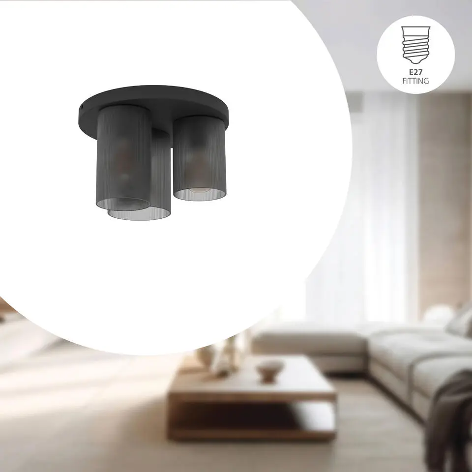 EGLO Colomera Plafondlamp - E27 - Ø 35 cm - Zwart/Mat Grijs