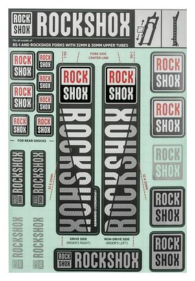Kit Stickers Rockshox pour Fourche 30/32 mm Blanc