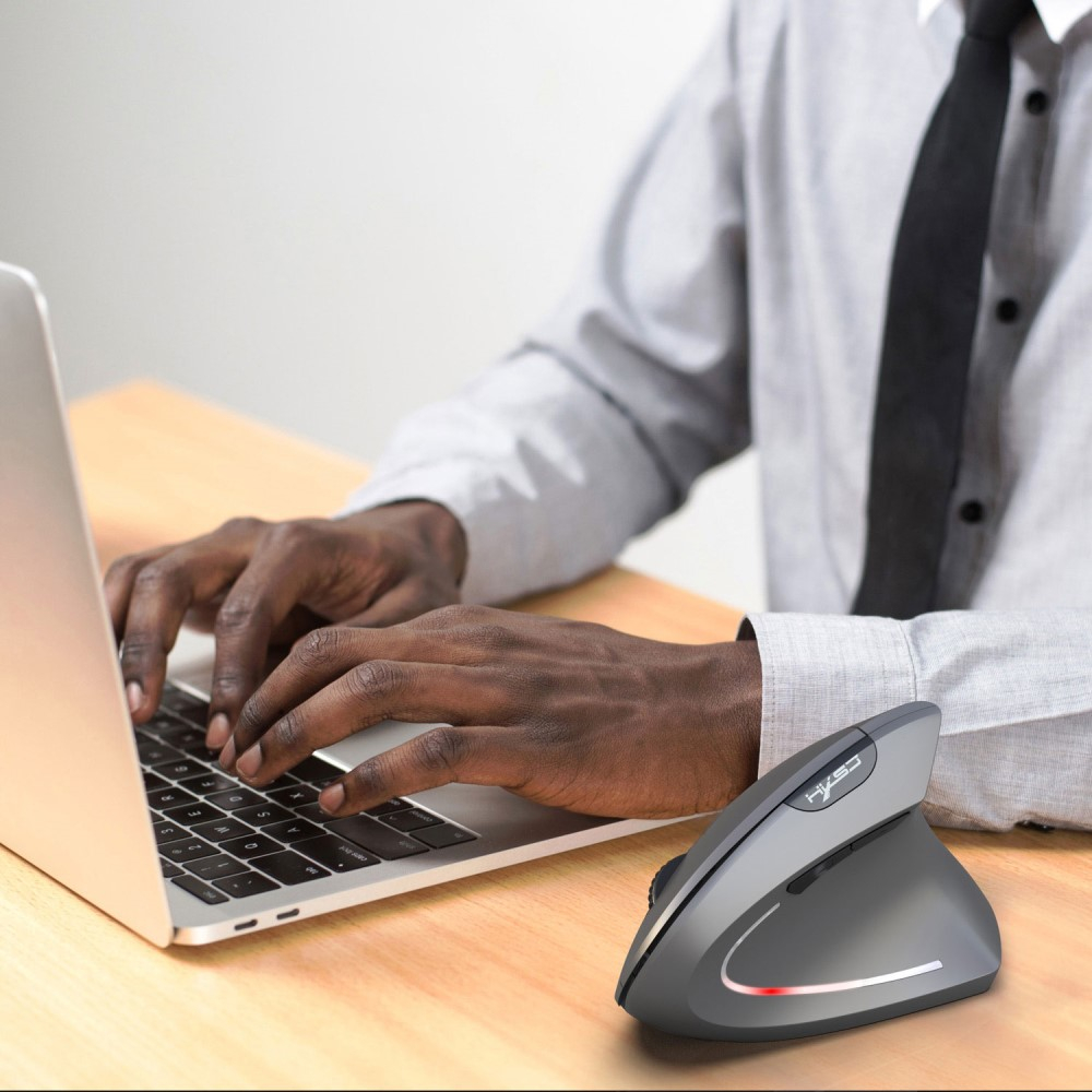 Ergonomische Optische Wireless Bluetooth Maus mit 2400 DPI mit 5 Tasten (Batteriebetrieben) - Grau
