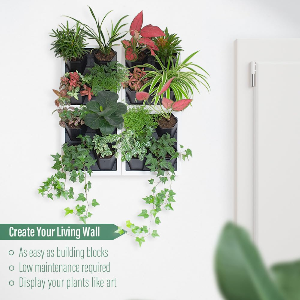 (26.5x28.5cm) 4-fach Selbstbewässernder Wand Pflanzen Topf Home Deko Blumen Wandvase - Weiss