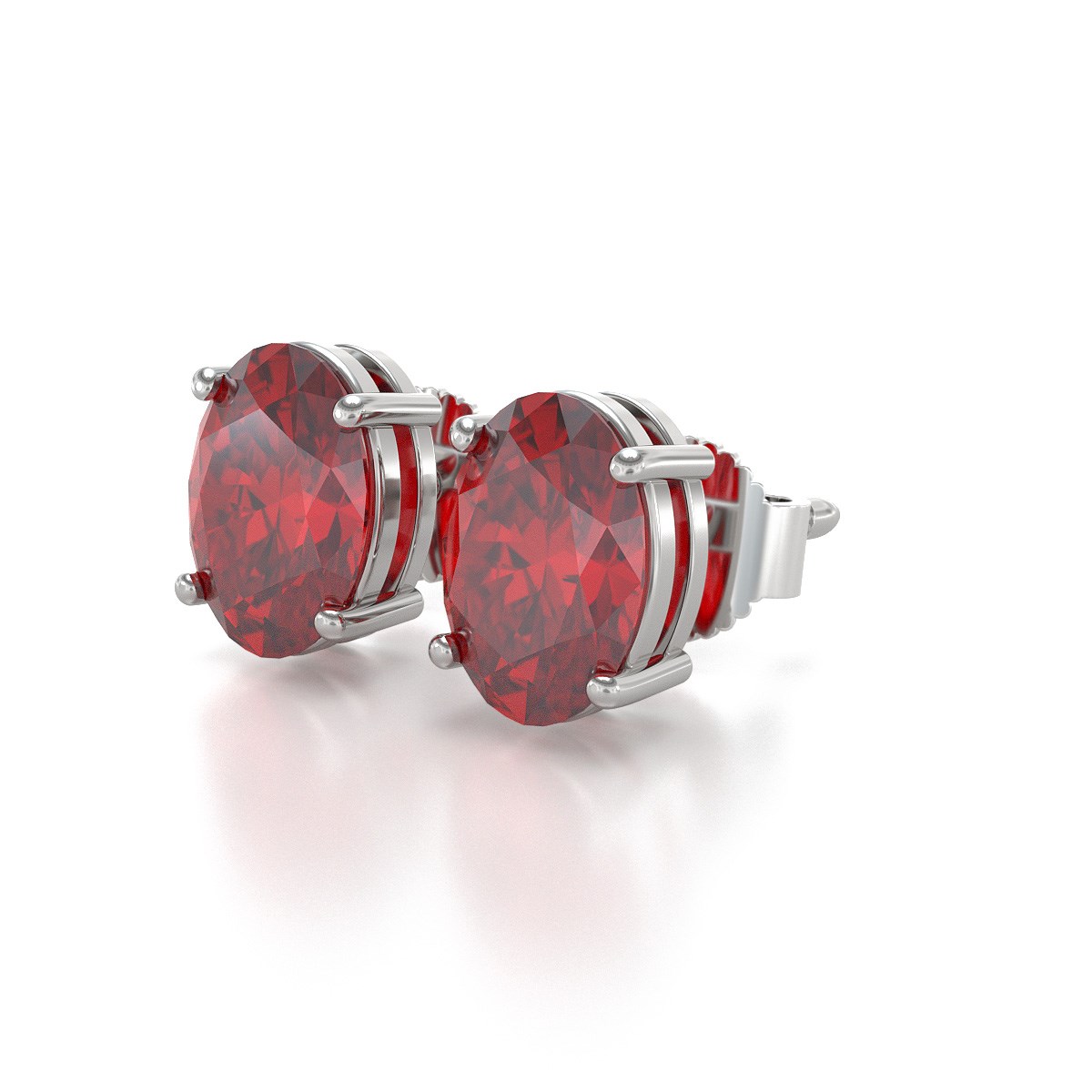 Boucles d'oreilles ADEN Rubis Forme Ovale sur Argent 925 1.6grs