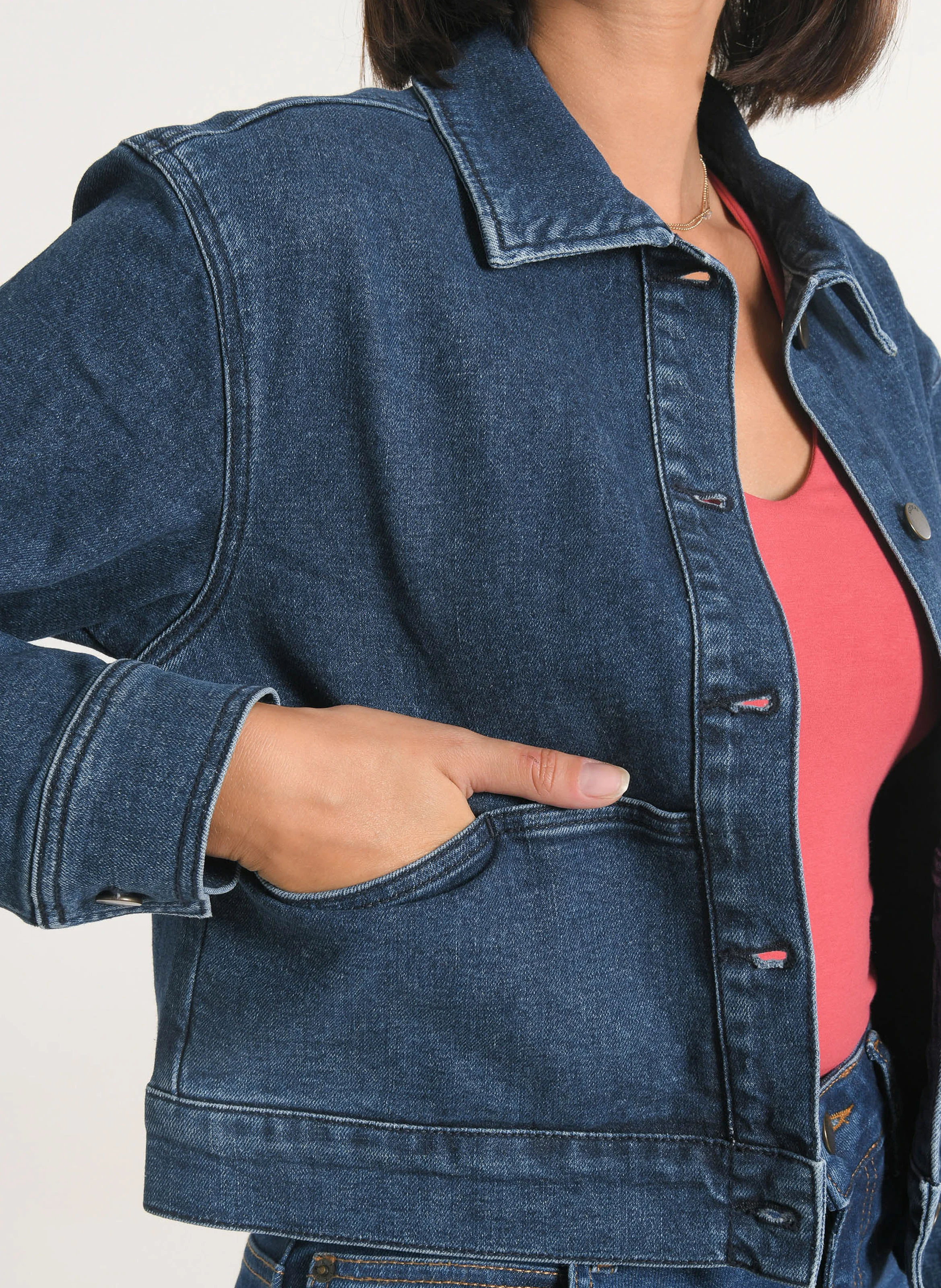 JENNY - Veste col chemise en jean | Bleu