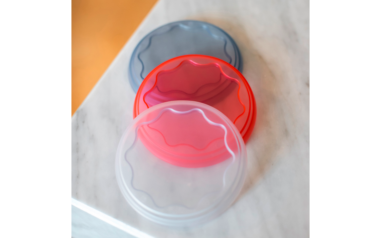 Koziol Frischedeckel FRESH tr. coral/deep blue/soft grey 3er-Set