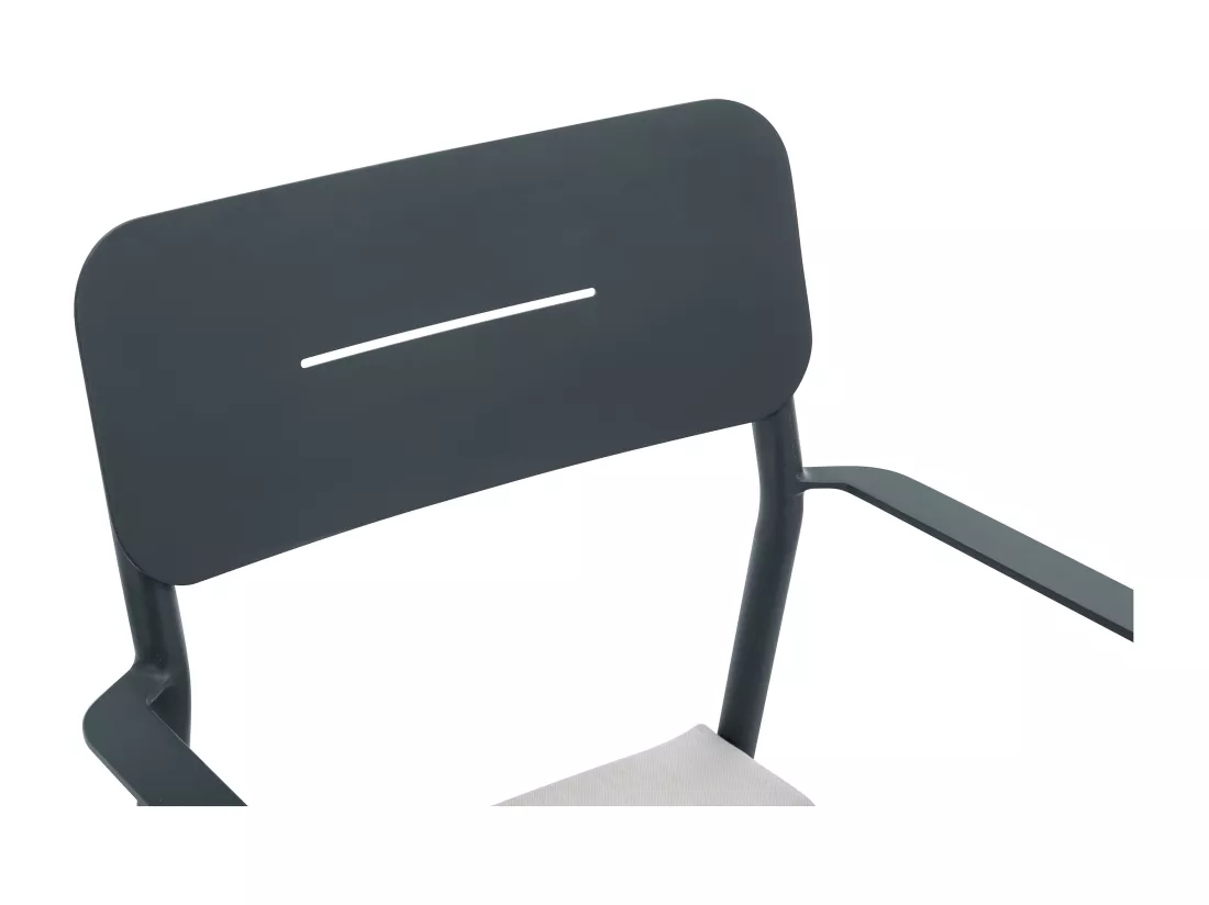 Salle à manger de jardin en aluminium : table extensible L.170/240 cm et 6 fauteuils empilables - Anthracite - LOTTYS de MYLIA